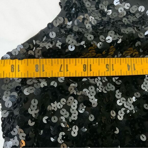 St. John Cowl Neck Top Women size 12 Metallic Sequin Black Event - Picture 11 of 14